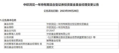再现百亿基金经理“瘦身” 中欧葛兰、周蔚文卸任部分产品管理